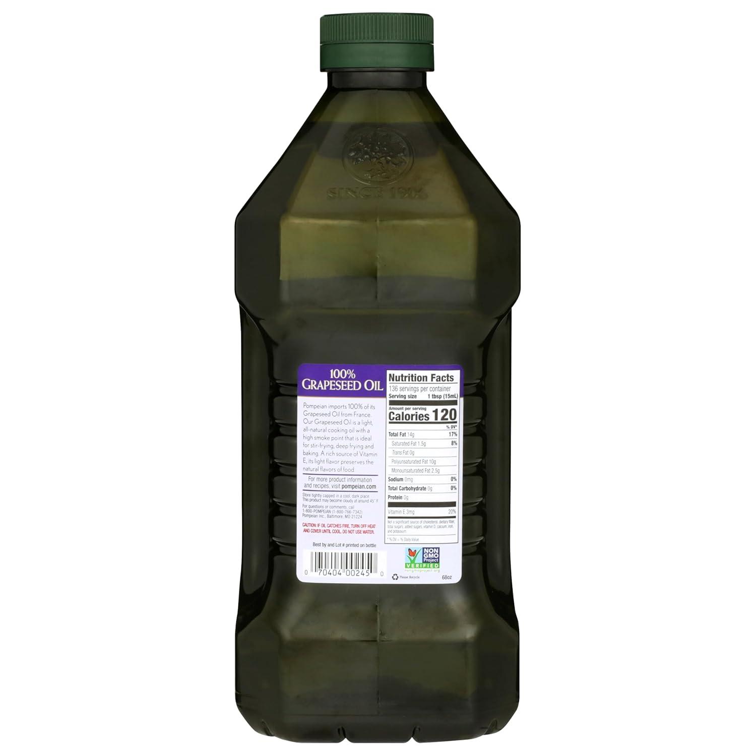image:imagePompeian 100 Grapeseed Oil Light and Subtle Flavor 24 Fl Oz Pack of 624 Fl Oz Pack of 6