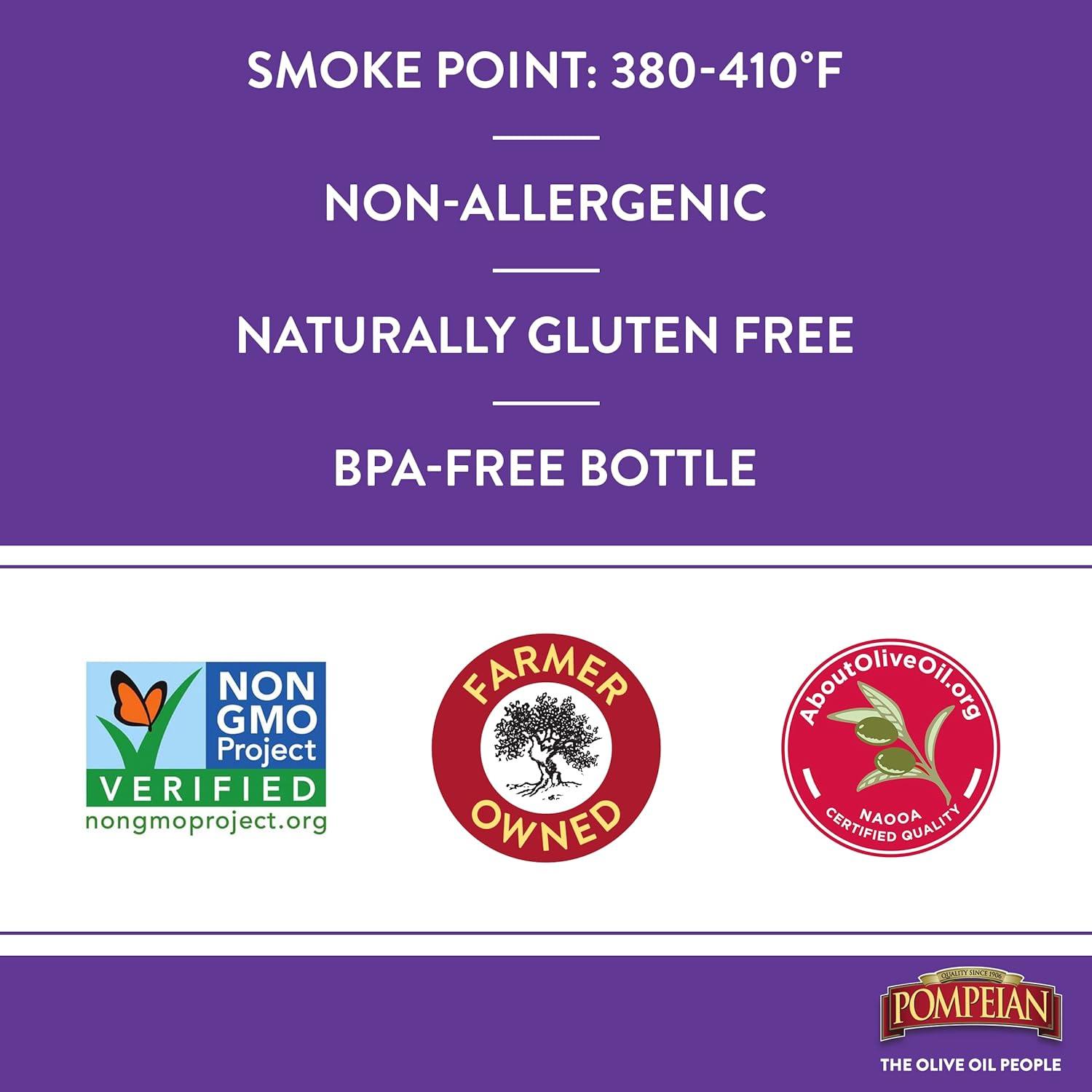 image:imagePompeian 100 Grapeseed Oil Light and Subtle Flavor Perfect for HighHeat Cooking Deep Frying and Baking 24 FL OZGrapeseed Oil 24 Fl Oz