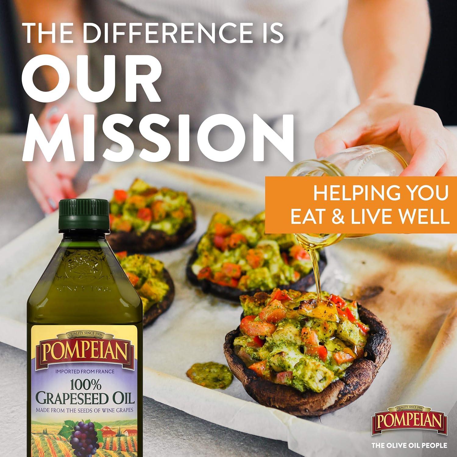 image:imagePompeian 100 Grapeseed Oil Light and Subtle Flavor Perfect for HighHeat Cooking Deep Frying and Baking 24 FL OZGrapeseed Oil 24 Fl Oz