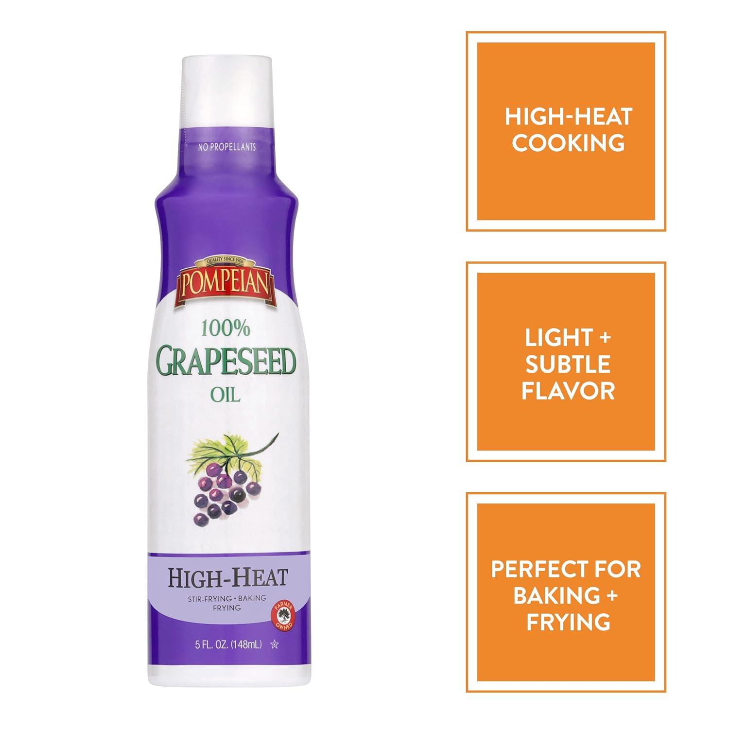 image:imagePompeian 100 Grapeseed Oil NonStick Cooking Spray Perfect for StirFrying Grilling and Sauteing Naturally Gluten Free NonGMO No Propellants 5 FL OZ Single BottleGrapeseed Oil