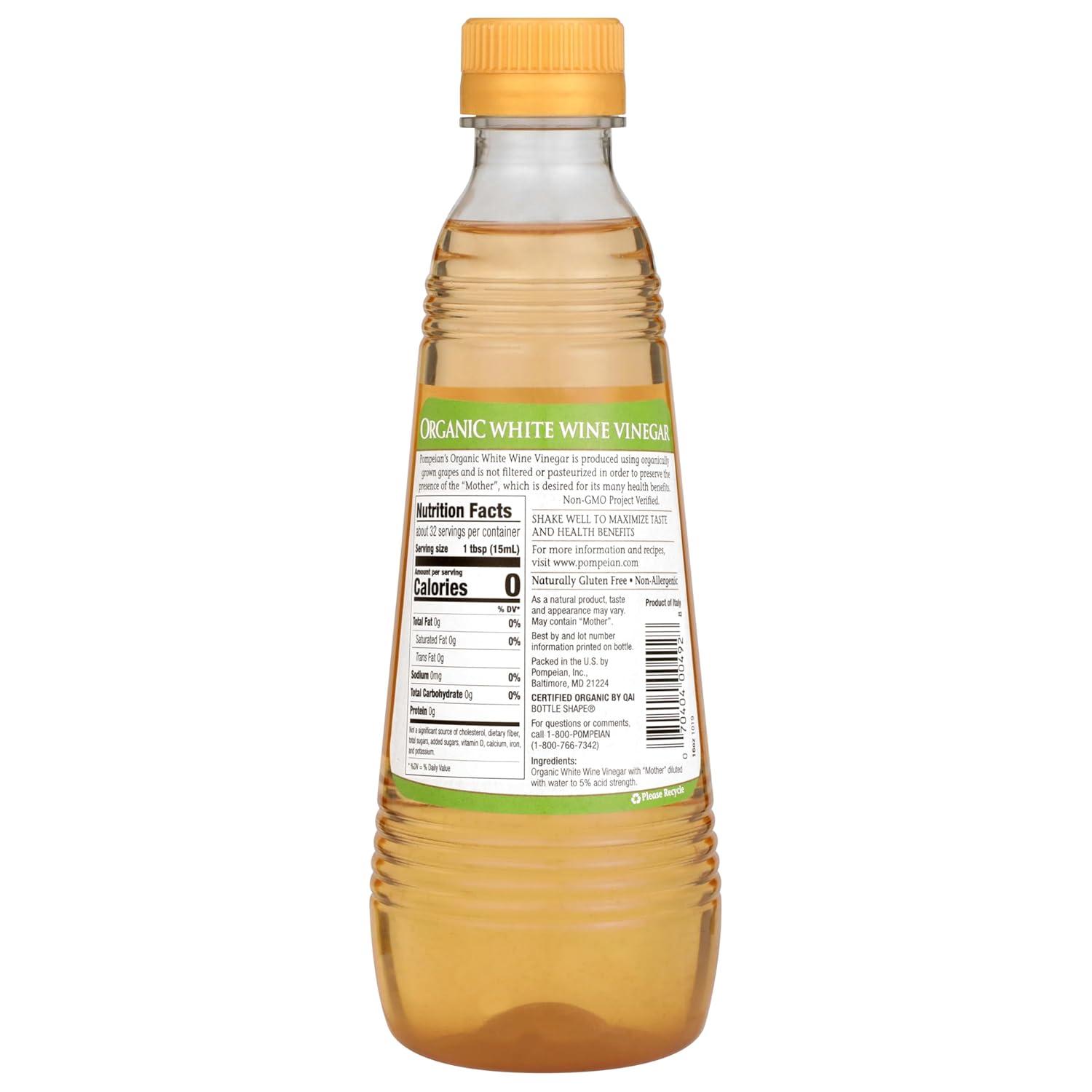 image:imagePompeian Gourmet Organic White Wine Vinegar Unfiltered amp Unpasteurized 16 Fl Oz Pack of 6Organic White Wine Vinegar