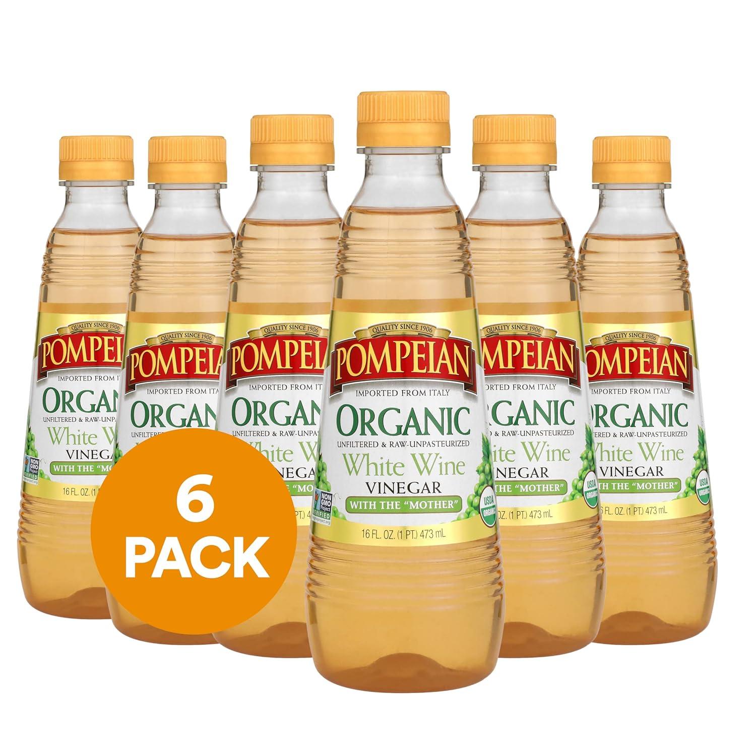 image:imagePompeian Gourmet Organic White Wine Vinegar Unfiltered amp Unpasteurized 16 Fl Oz Pack of 6Organic White Wine Vinegar