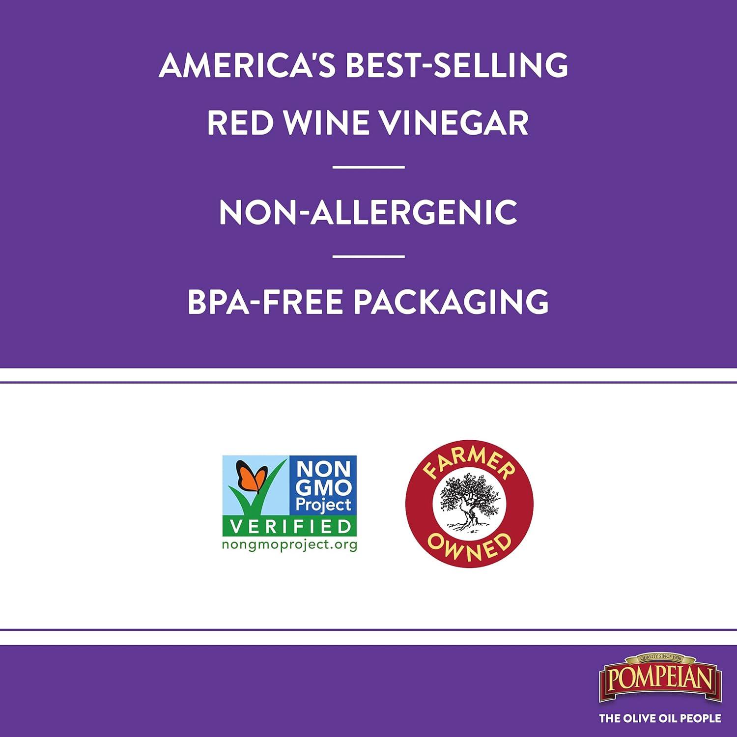 image:imagePompeian Gourmet Red Wine Vinegar Perfect for Salad Dressings Marinades amp Sauces Naturally Gluten Free NonAllergenic 16 FL OZRed Wine Vinegar