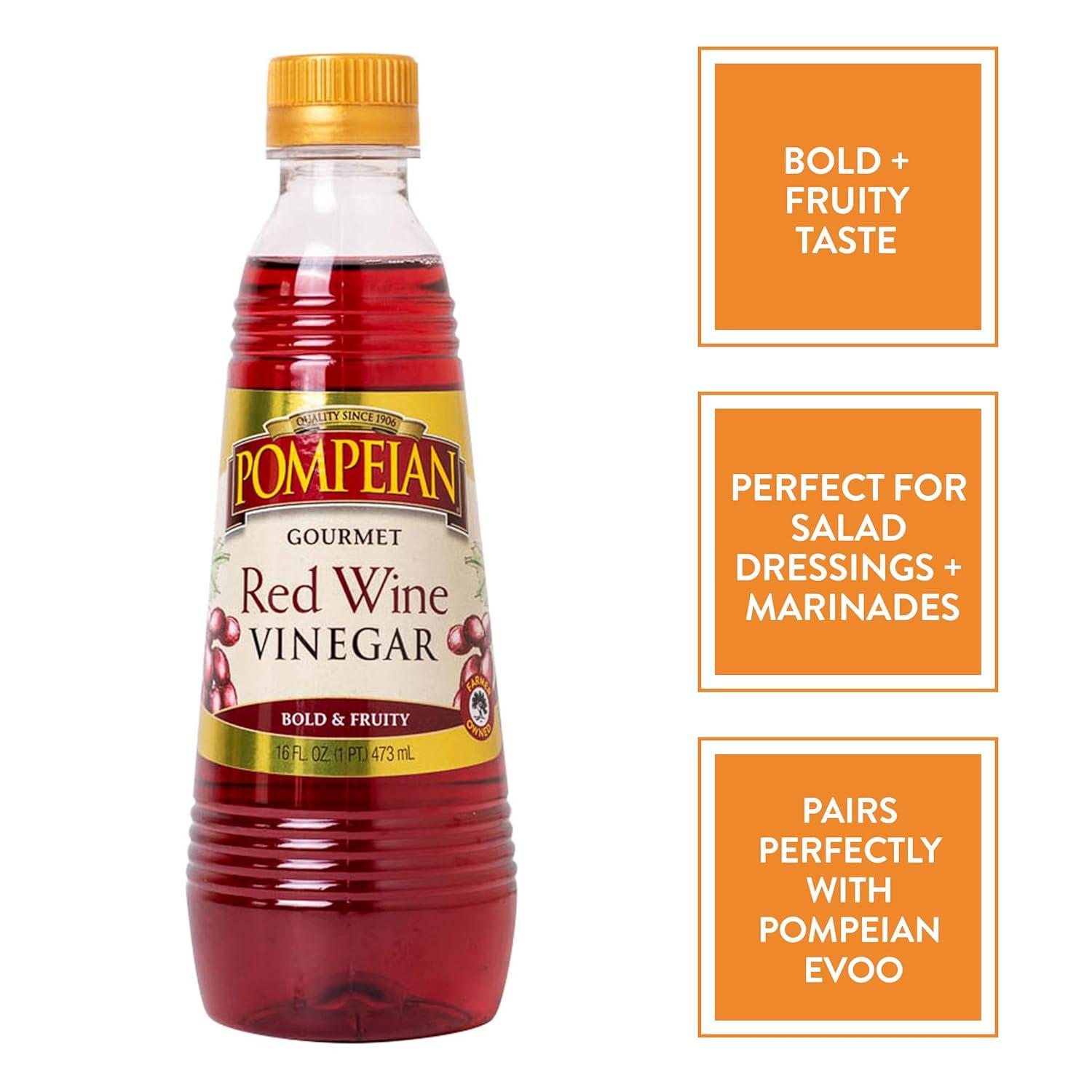 image:imagePompeian Gourmet Red Wine Vinegar Perfect for Salad Dressings Marinades amp Sauces Naturally Gluten Free NonAllergenic 16 FL OZRed Wine Vinegar