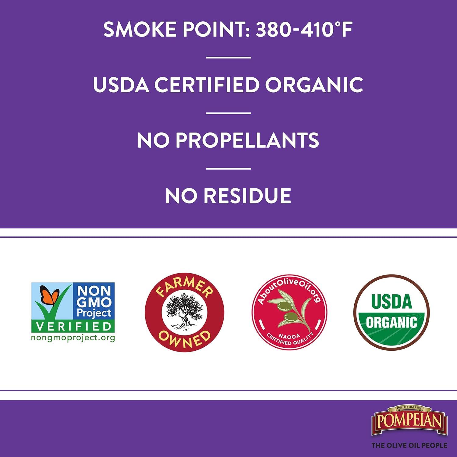 image:imagePompeian USDA Organic Extra Virgin Olive Oil NonStick Cooking Spray FullBodied Perfect for Salads and Pasta Naturally Gluten Free NonAllergenic NonGMO No Propellant 5 FL OZ Single Bottle5 Fl Oz Pack of 1