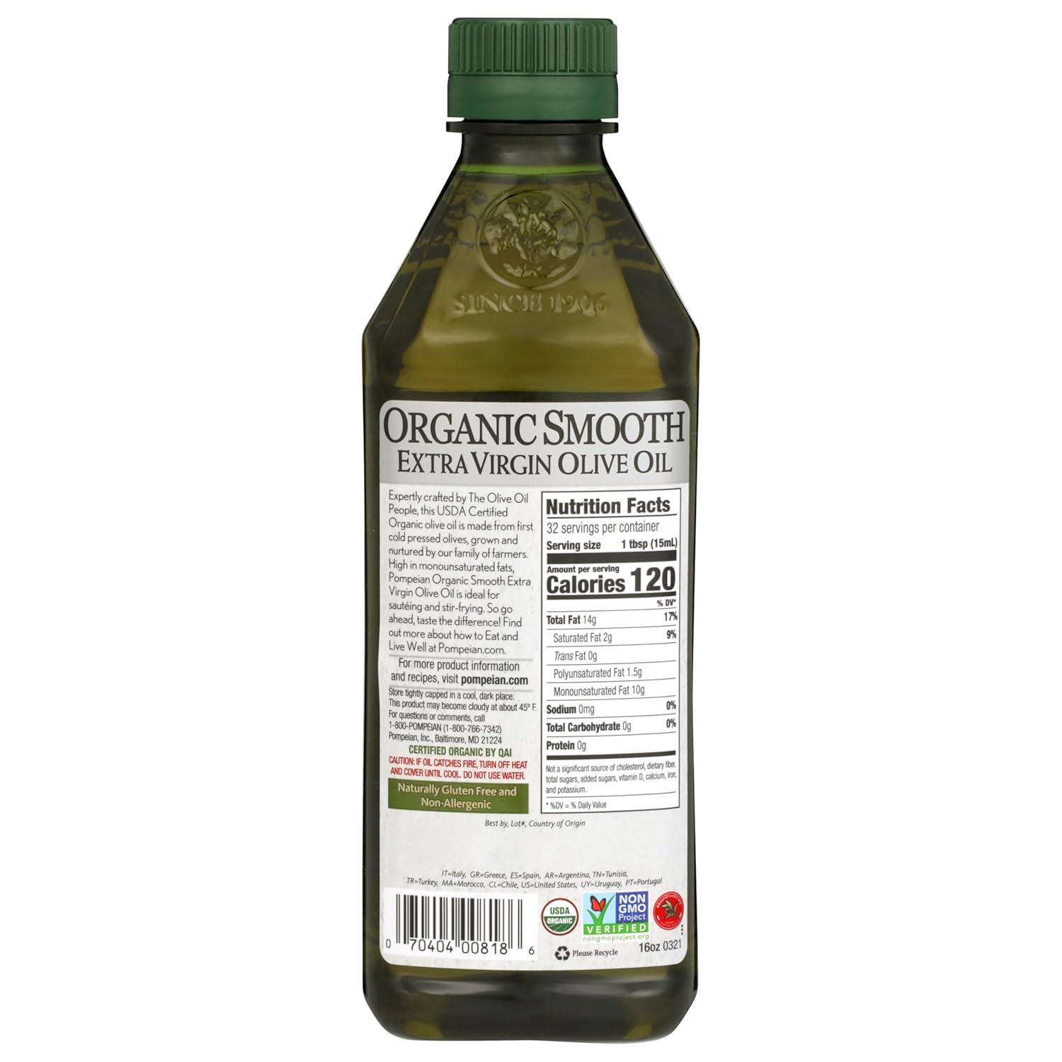 image:imagePompeian USDA Organic Smooth Extra Virgin Olive Oil Contains Polyphenols First Cold Pressed 68 Fl OzOrganic Smooth Extra Virgin Olive Oil