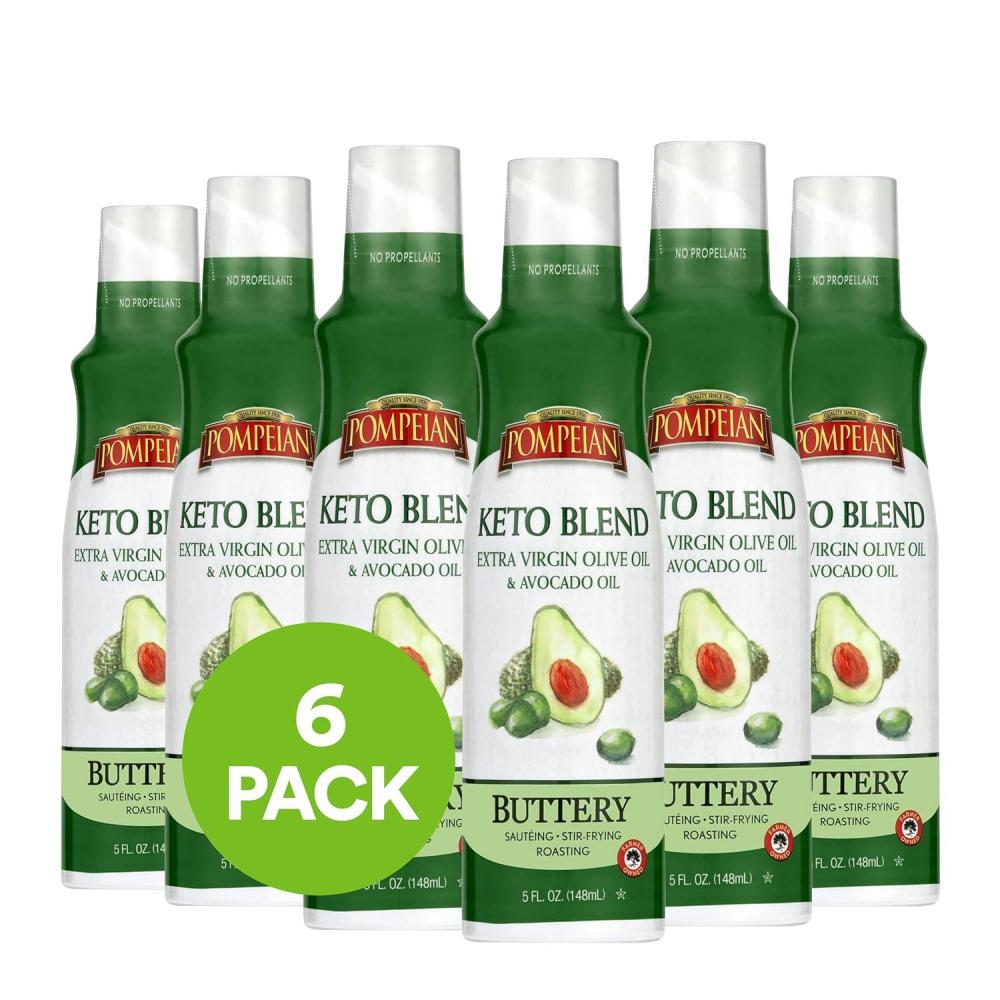 image:imagePompeian Keto Extra Virgin Olive Oil amp 100 Avocado Oil Cooking Spray No Propellants 5 Fl Oz Pack of 6