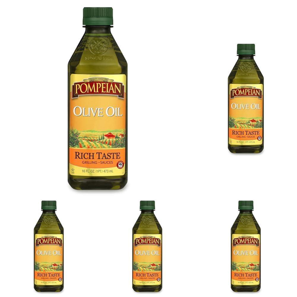 image:imagePompeian Rich Taste Olive Oil High Heat Cooking Baking amp Sauteing High Smoke Point 32 Fl Oz16 Fl Oz Pack of 5
