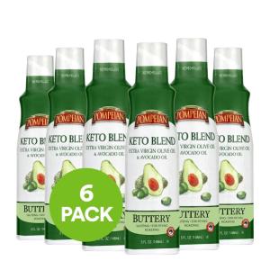 Pompeian Keto Extra Virgin Olive Oil & 100% Avocado Oil Cooking Spray, No Propellants, 5 Fl Oz, Pack of 6
