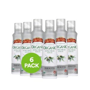 Pompeian USDA Certified Organic Smooth Extra Virgin Olive Oil Non-Stick Cooking Spray, No Propellants, 5 Fl Oz, Pack of 6
