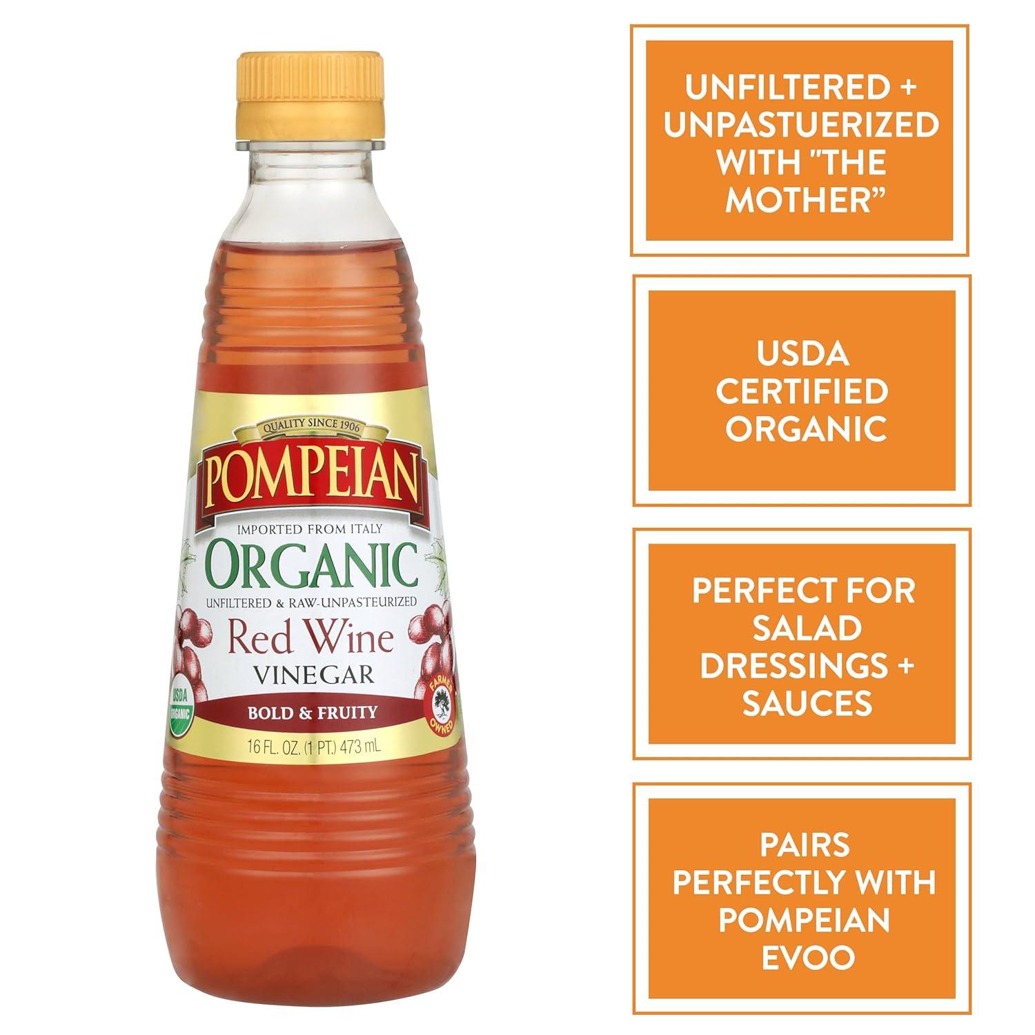 image:imagePompeian Gourmet Organic Red Wine Vinegar Unfiltered amp Unpasteurized 16 Fl OzOrganic Red Wine Vinegar