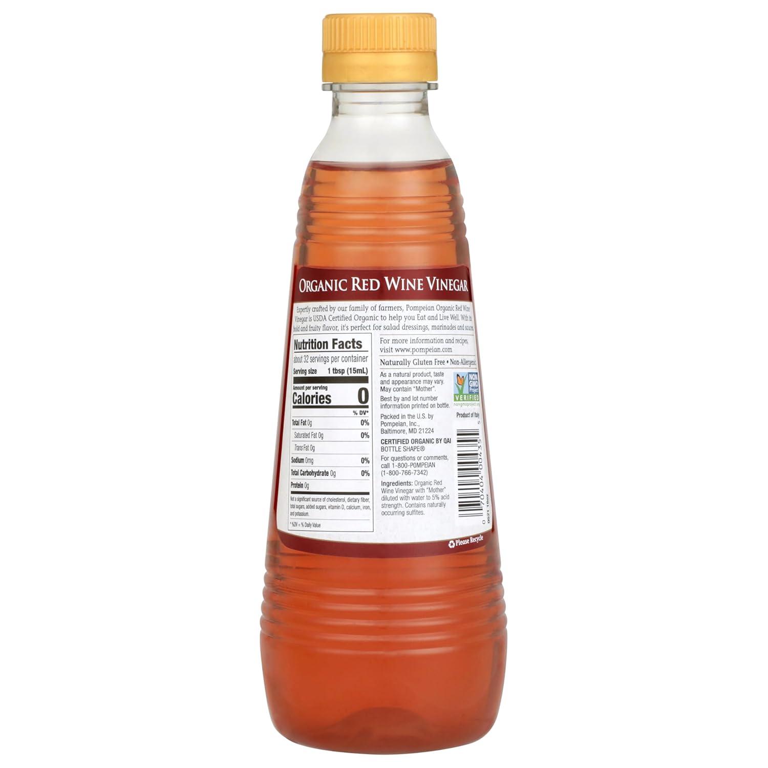 image:imagePompeian Gourmet Organic Red Wine Vinegar Unfiltered amp Unpasteurized 16 Fl OzOrganic Red Wine Vinegar
