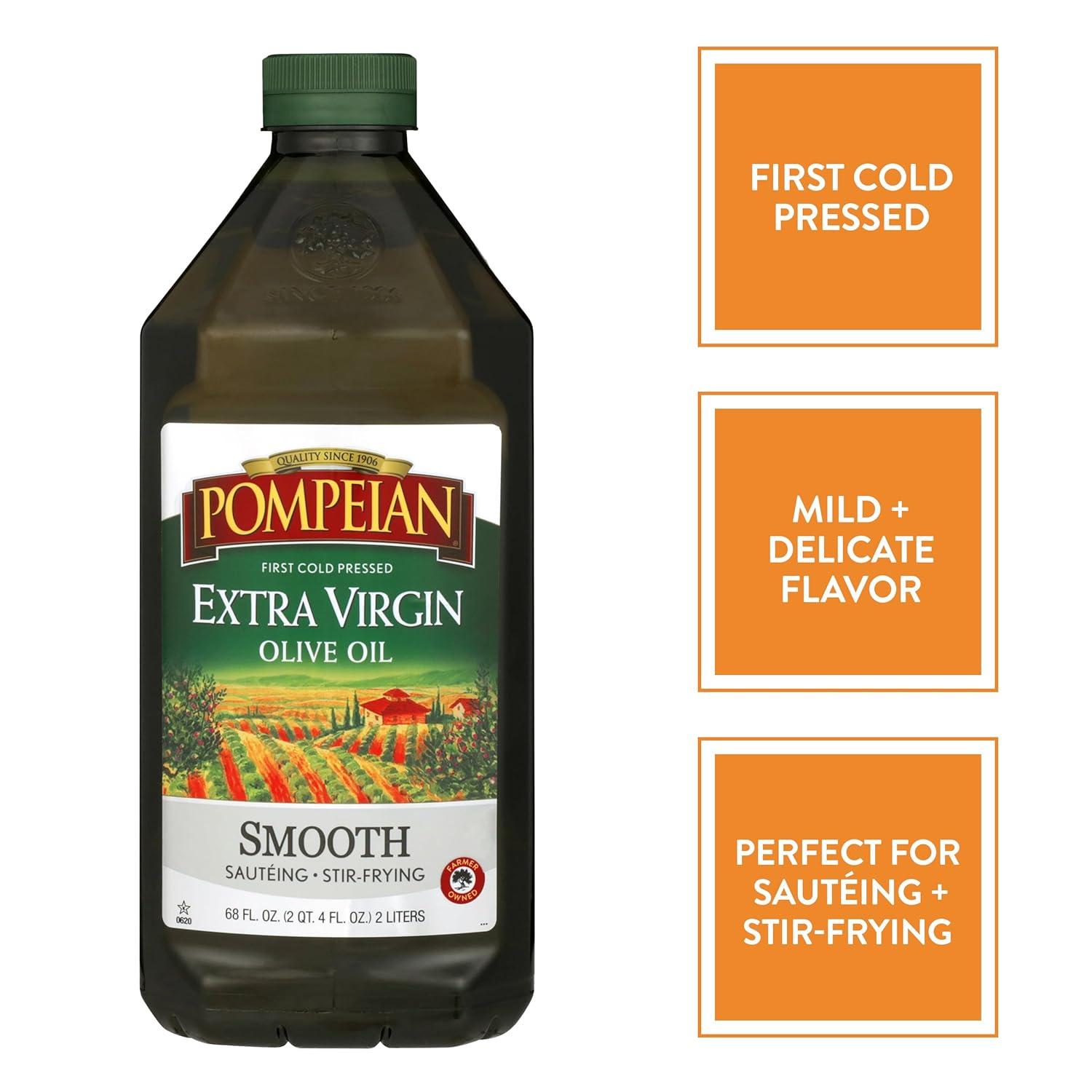 image:imagePompeian Extra Virgin Olive Oil Variety Pack Smooth Robust Naturally GlutenFree NonAllergenic NonGMO 68 Fl Oz Pack of 2Robust Smooth Bundle