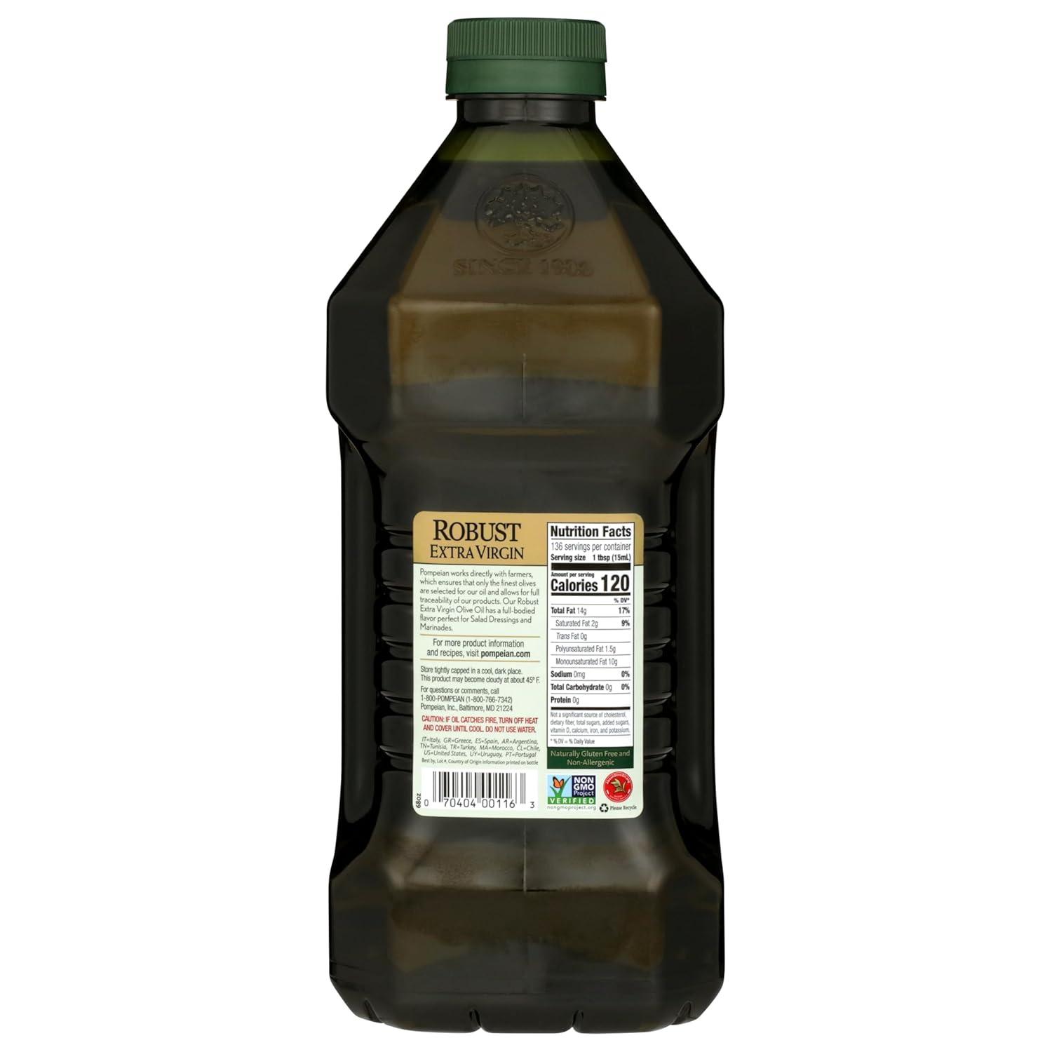 image:imagePompeian Extra Virgin Olive Oil Variety Pack Smooth Robust Naturally GlutenFree NonAllergenic NonGMO 68 Fl Oz Pack of 2Robust Smooth Bundle