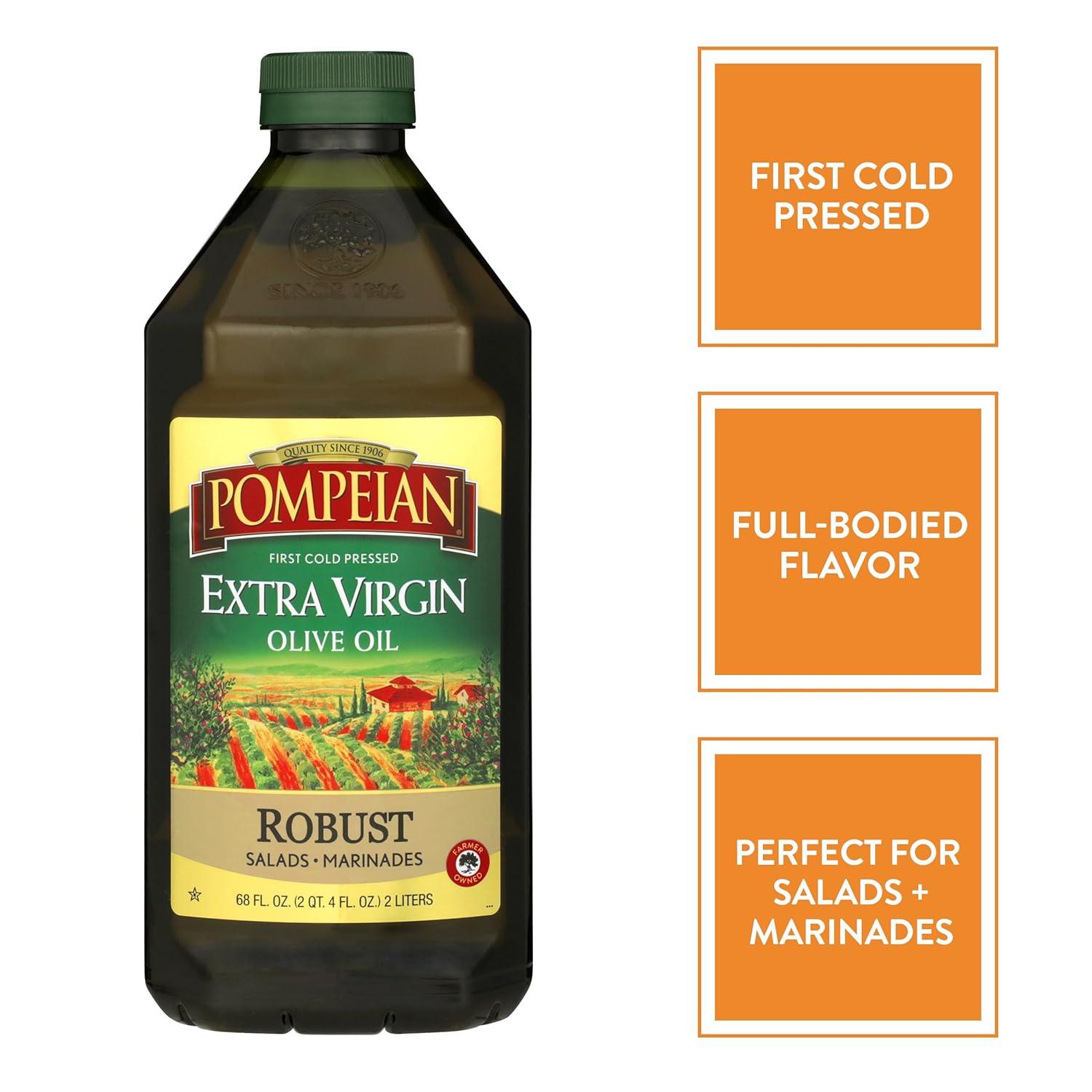 image:imagePompeian Extra Virgin Olive Oil Variety Pack Smooth Robust Naturally GlutenFree NonAllergenic NonGMO 68 Fl Oz Pack of 2Robust Smooth Bundle