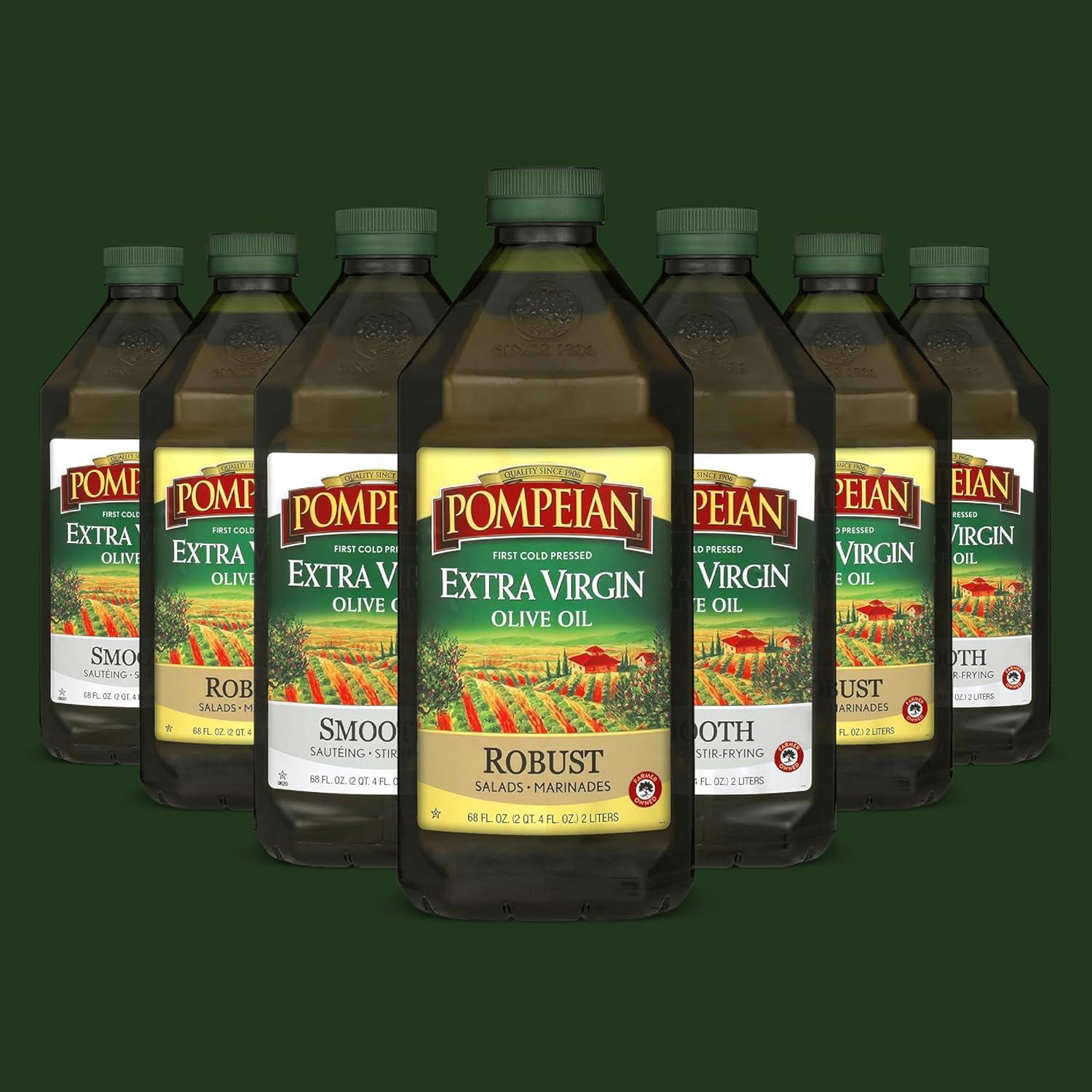 image:imagePompeian Extra Virgin Olive Oil Variety Pack Smooth Robust Naturally GlutenFree NonAllergenic NonGMO 68 Fl Oz Pack of 2Robust Smooth Bundle