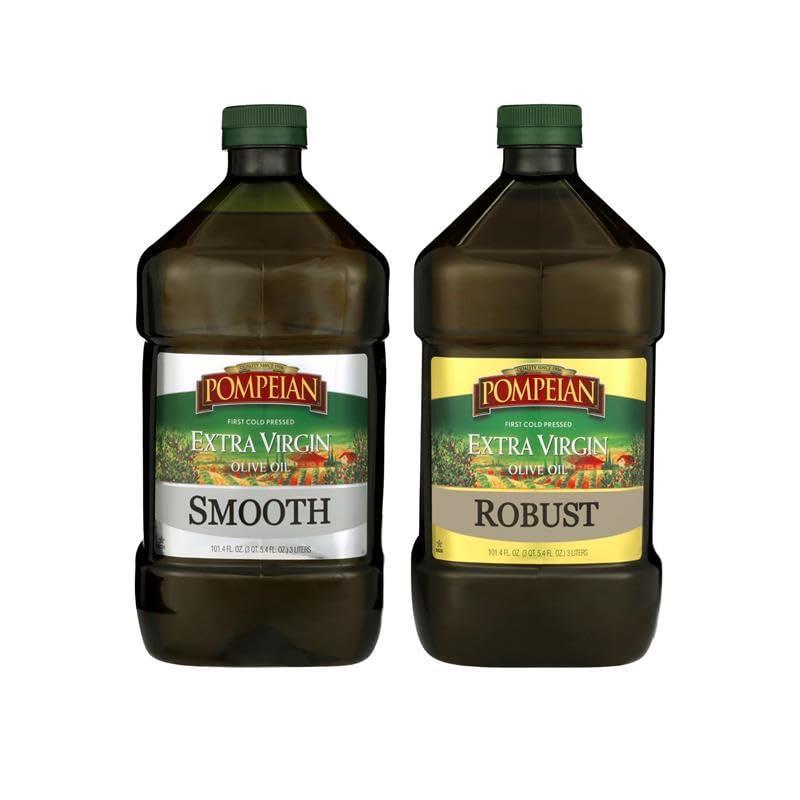 image:imagePompeian Olive Oil Variety Pack Smooth Extra Virgin Olive Oil Robust Extra Virgin Olive Oil Naturally GlutenFree NonAllergenic NonGMO 101 Fl Oz Pack of 2