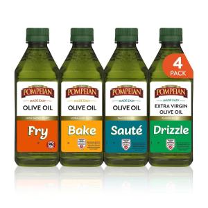 Pompeian Olive Oil, Made Easy Variety Pack, Cooking Needs, American Heart Association Certified, Non-Allergenic, Non-GMO, Incldues Fry, Bake, Saute, Drizzle, 16 Fl Oz (Pack of 4)(Bundle)